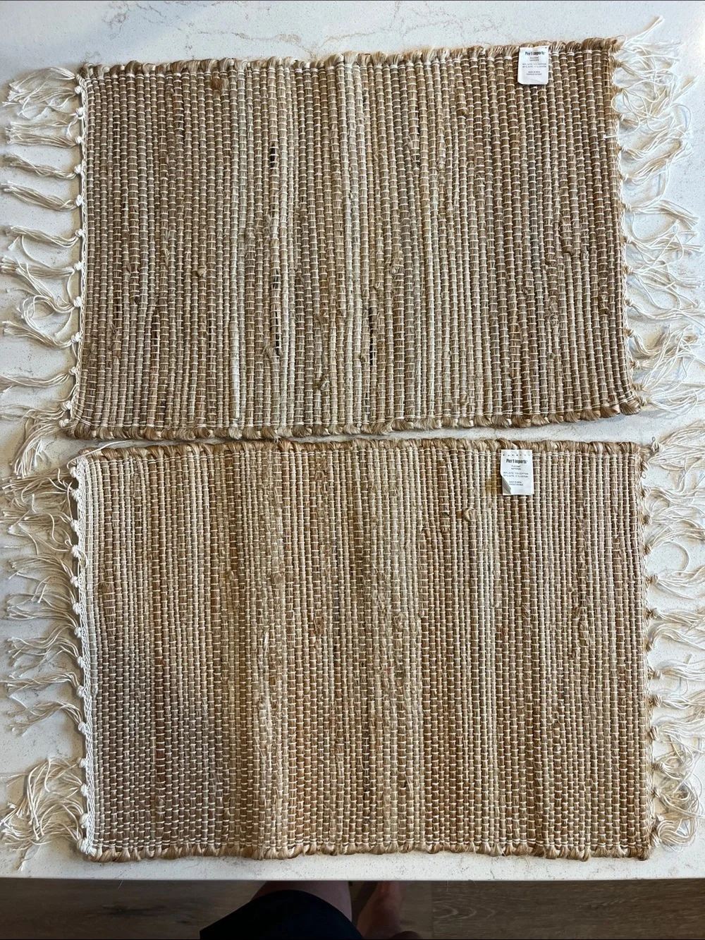 Pier 1 Natural Beige Woven Jute Placemats with Fringe (set of 2)